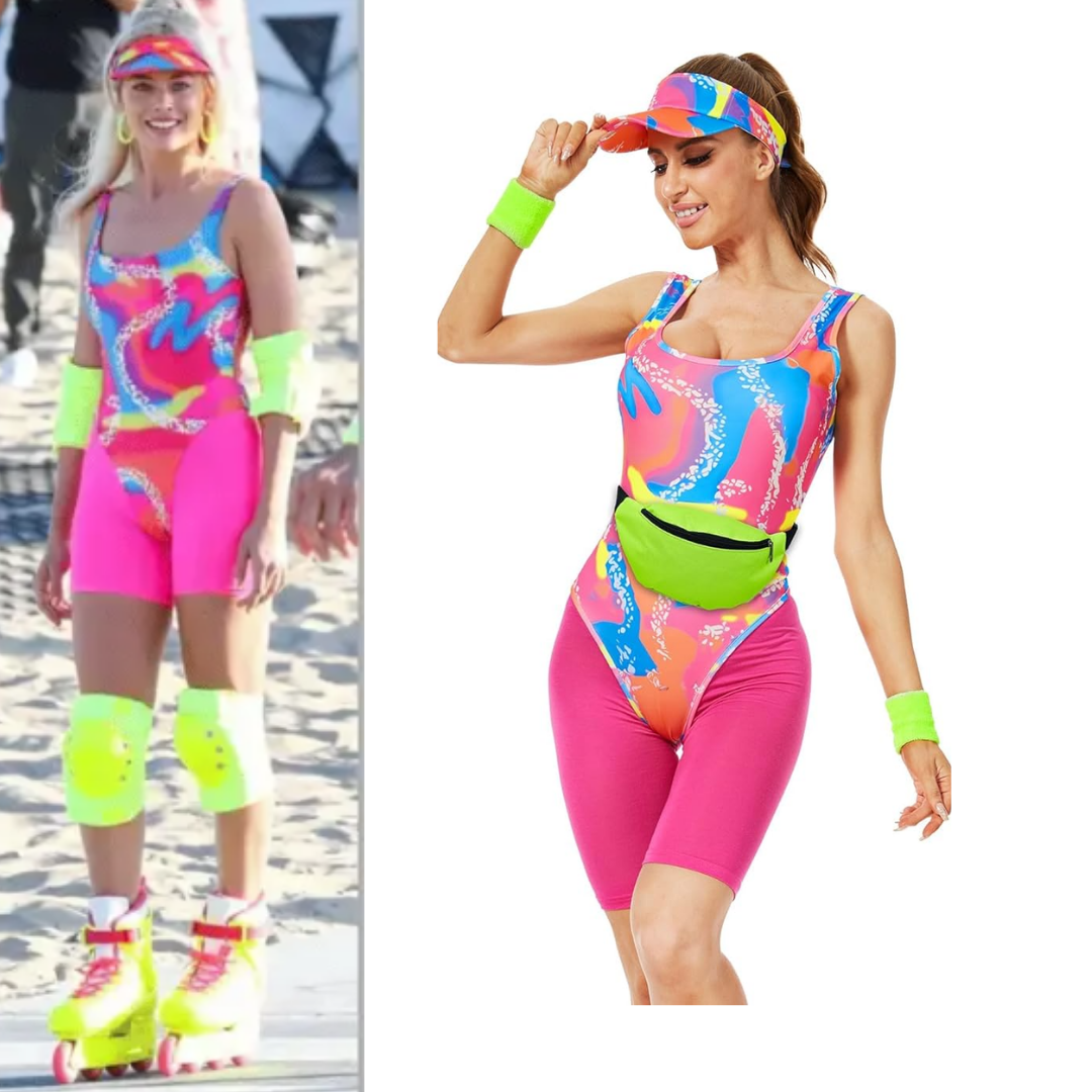 Barbie Halloween Costume 80s Workout Swimwear Suit