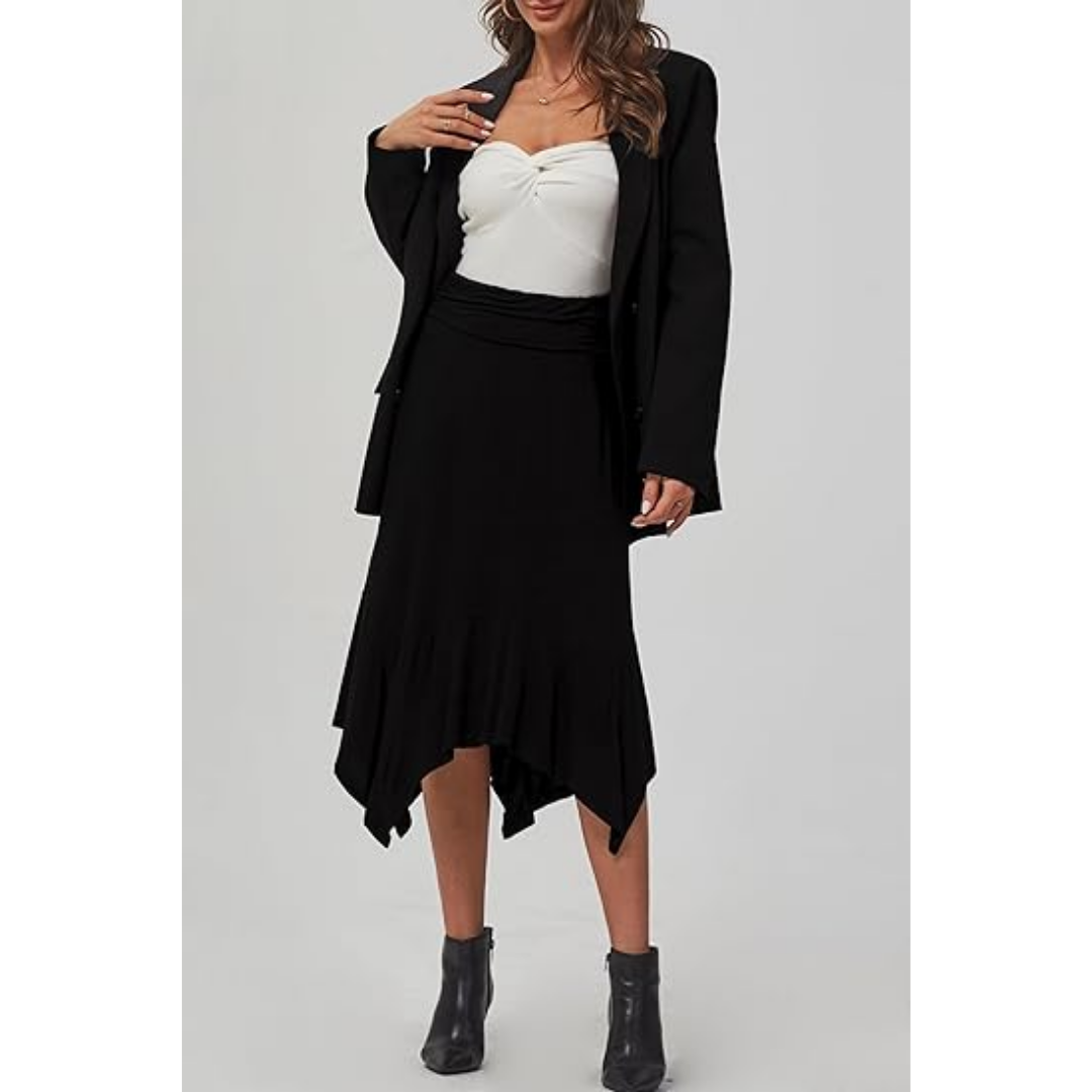 Stevie Nicks Costume Flowy Handkerchief Hemline Midi Skirt