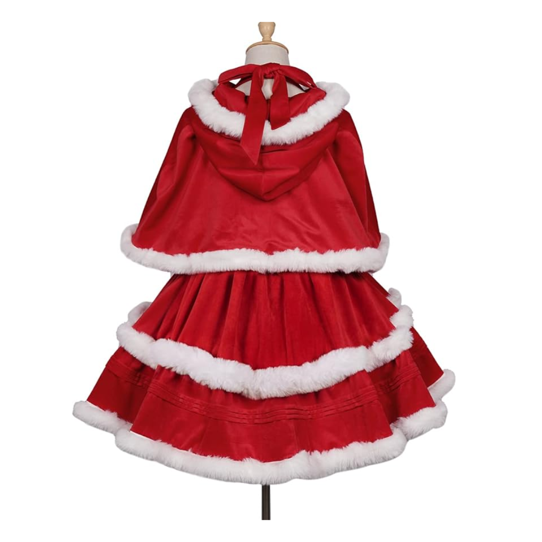 Christmas Costume Dress Suit with Cloak Red