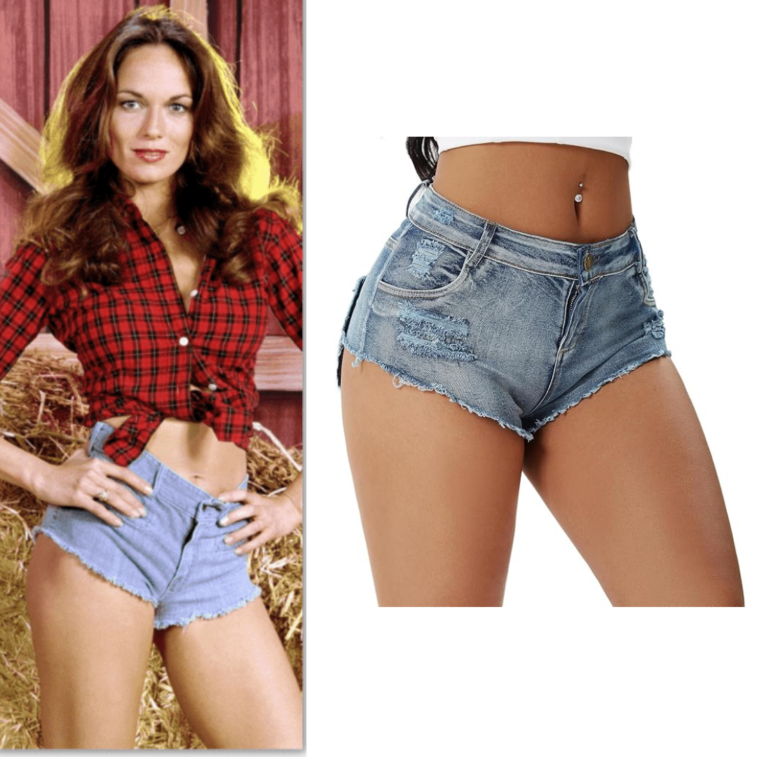 Dukes of Hazzard Daisy Duke Costume Low Rise Stretch Mini Denim Shorts