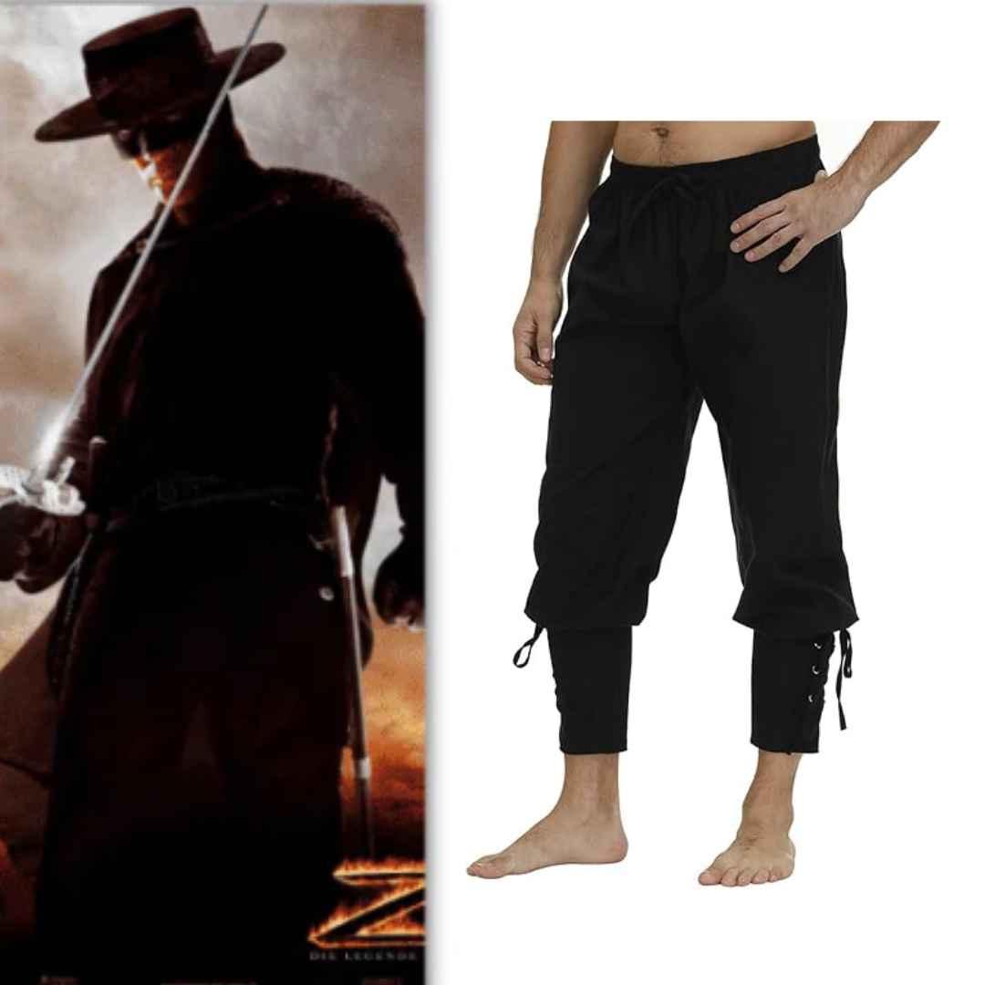 Zorro Costume Ankle Banded Cuff Renaissance Pants