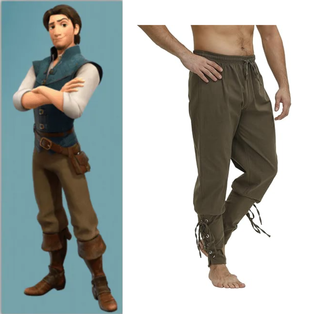 Tangled Flynn Rider Costume Ankle Banded Cuff Renaissance Pants