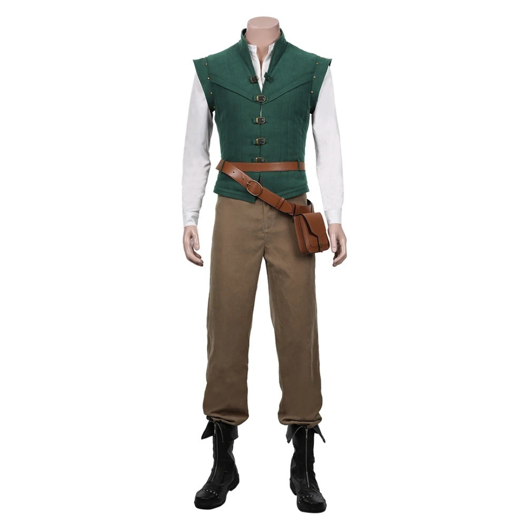 Tangled Flynn Rider Costume Full Set Outfit with Belt Bag