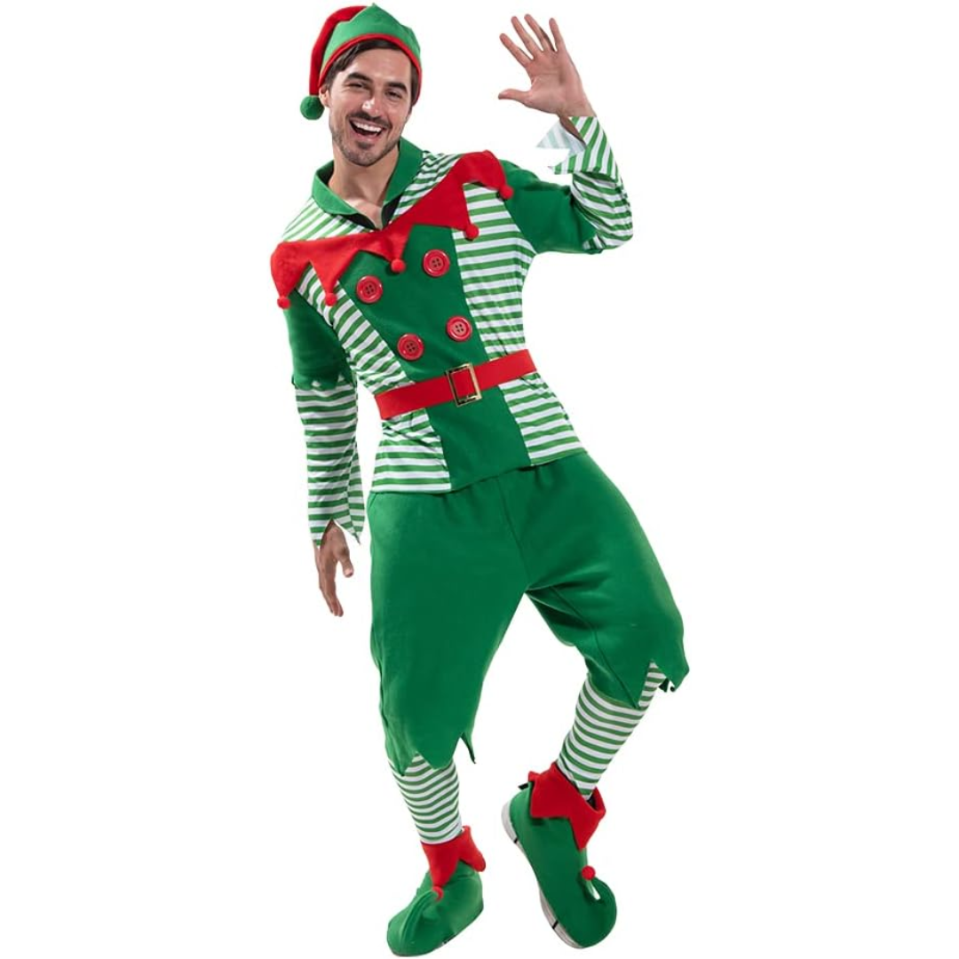 Christmas Santa Elf Costume Helper Fancy Dress Red and Green