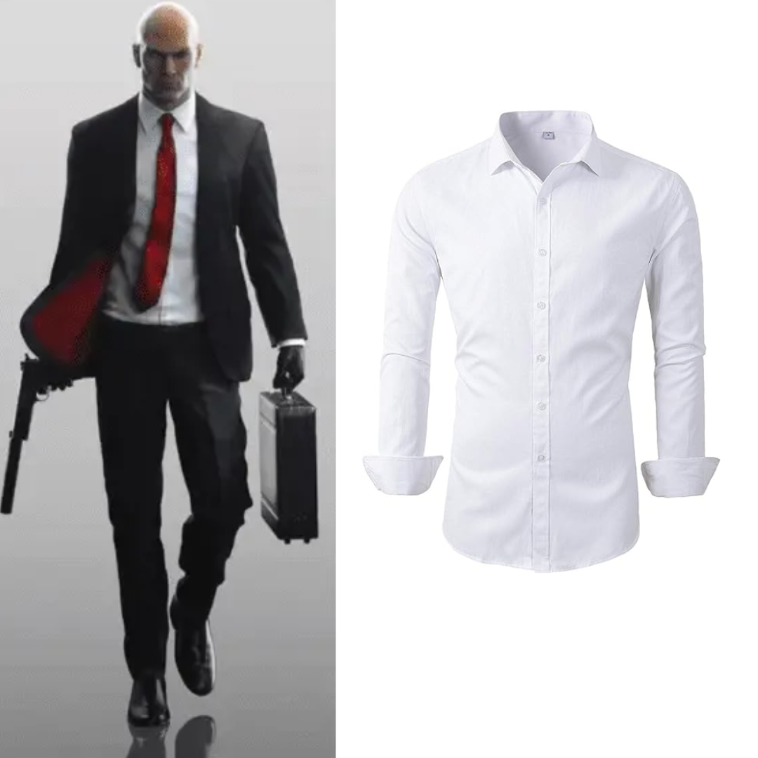 The Hitman Agent 47 Costume White Dress Shirts