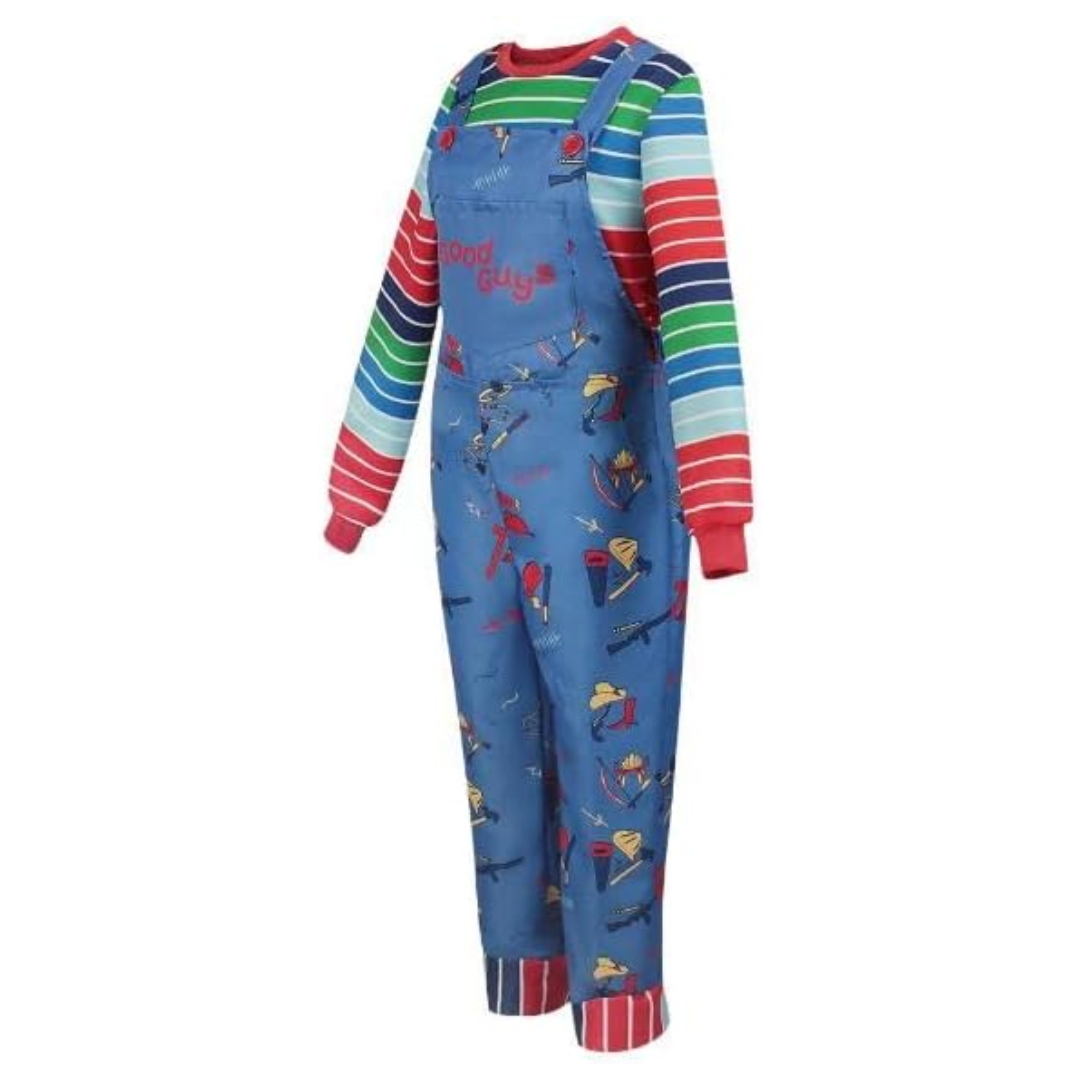 Chucky Costume Jumpsuit Overalls and Striped Shirt