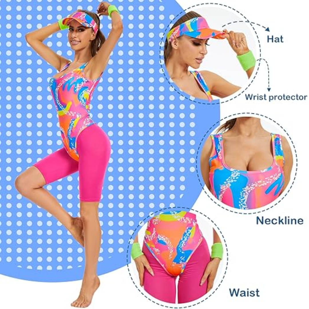 Barbie Halloween Costume 80s Workout Swimwear Suit