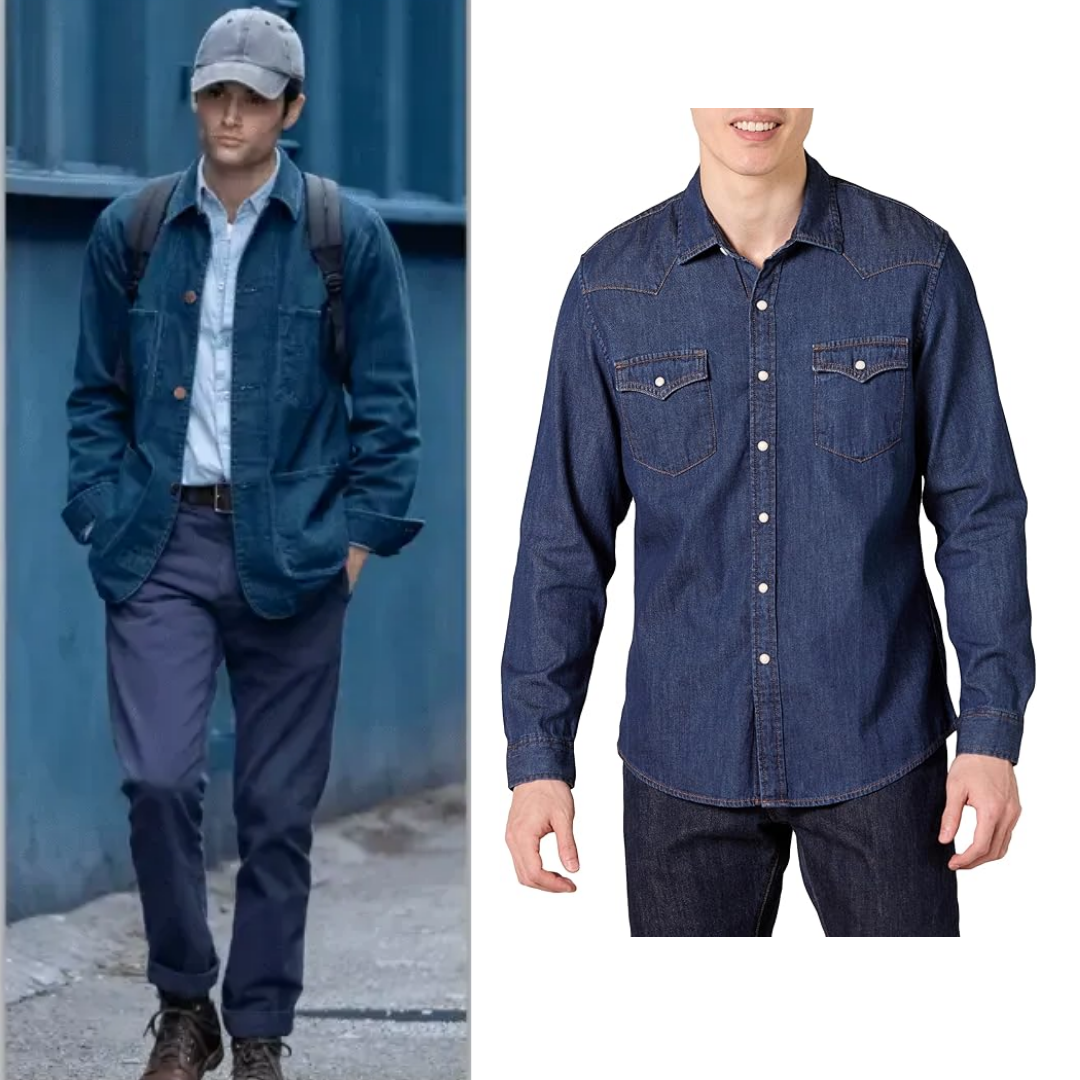 You Joe Goldberg Costume Slim-fit Long-Sleeve Denim Shirt