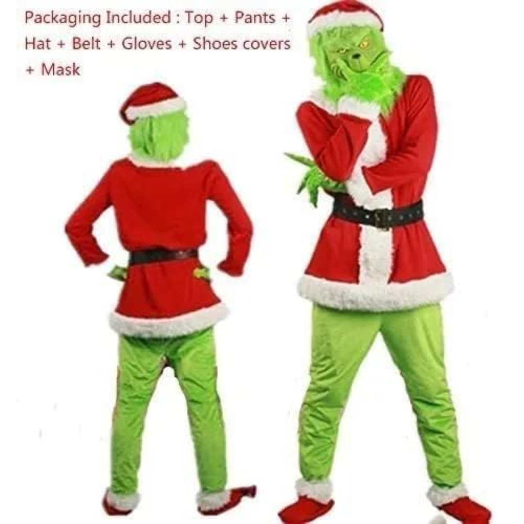 How the Grinch Stole Christmas The Grinch Costume Green Deluxe Santa Costume