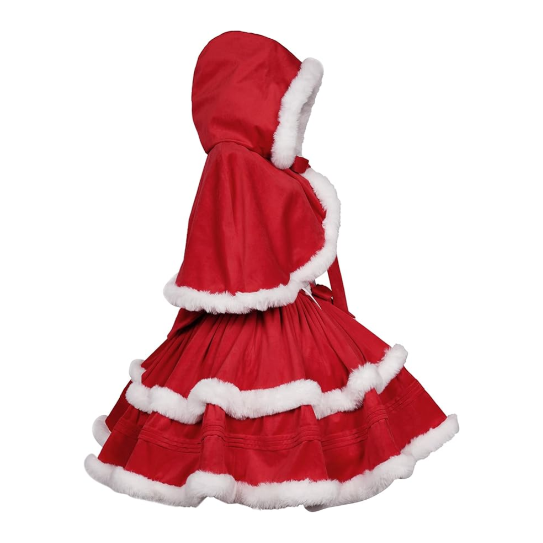 Christmas Costume Dress Suit with Cloak Red