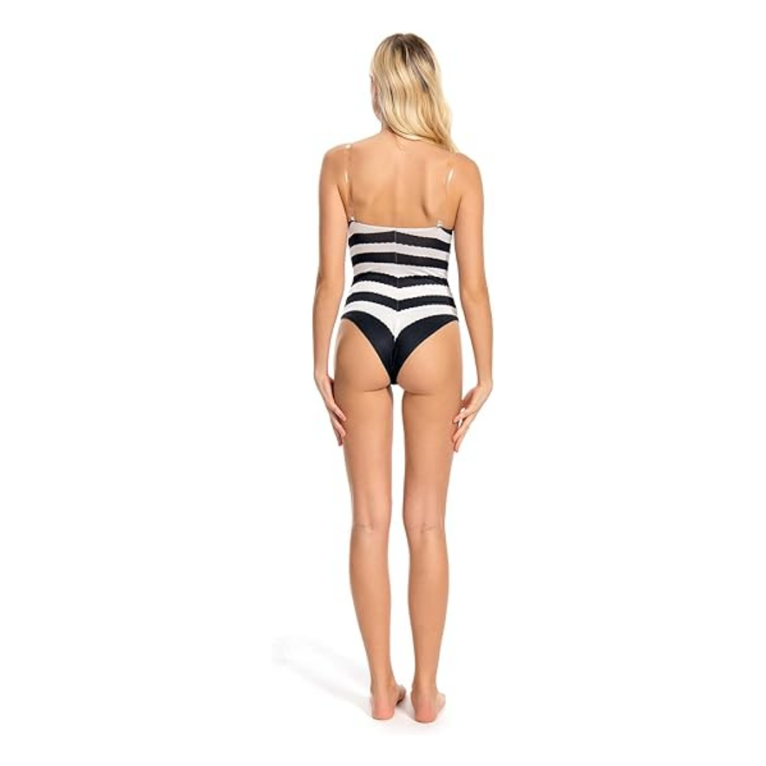 Barbie Halloween Costume Black and White Stripe Sexy Bathing Suit