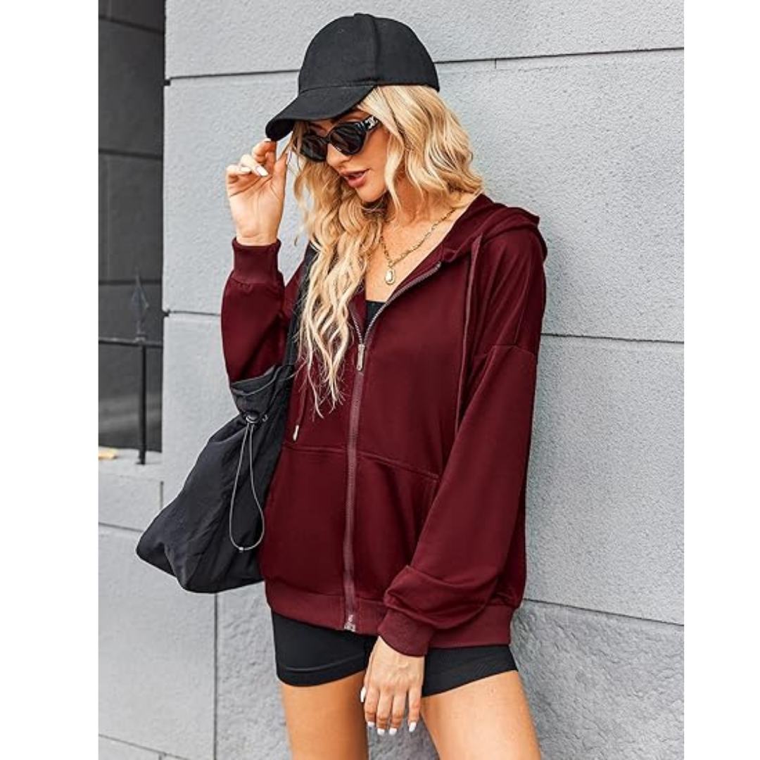 Oversized zip up hoodie outfit best sale