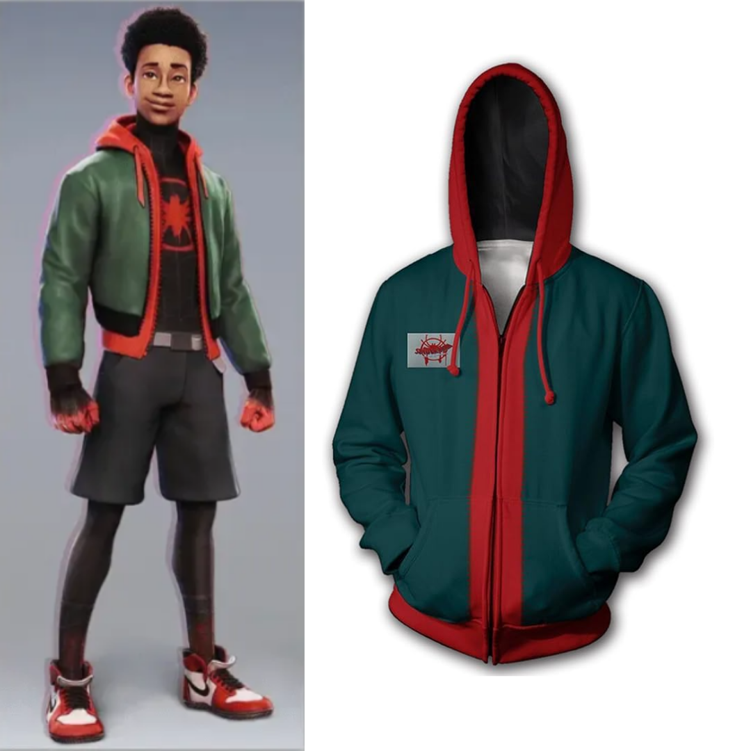 Into the Spider-Verse Miles Morales Costume 3D Printed Hoodie Sweatshirt