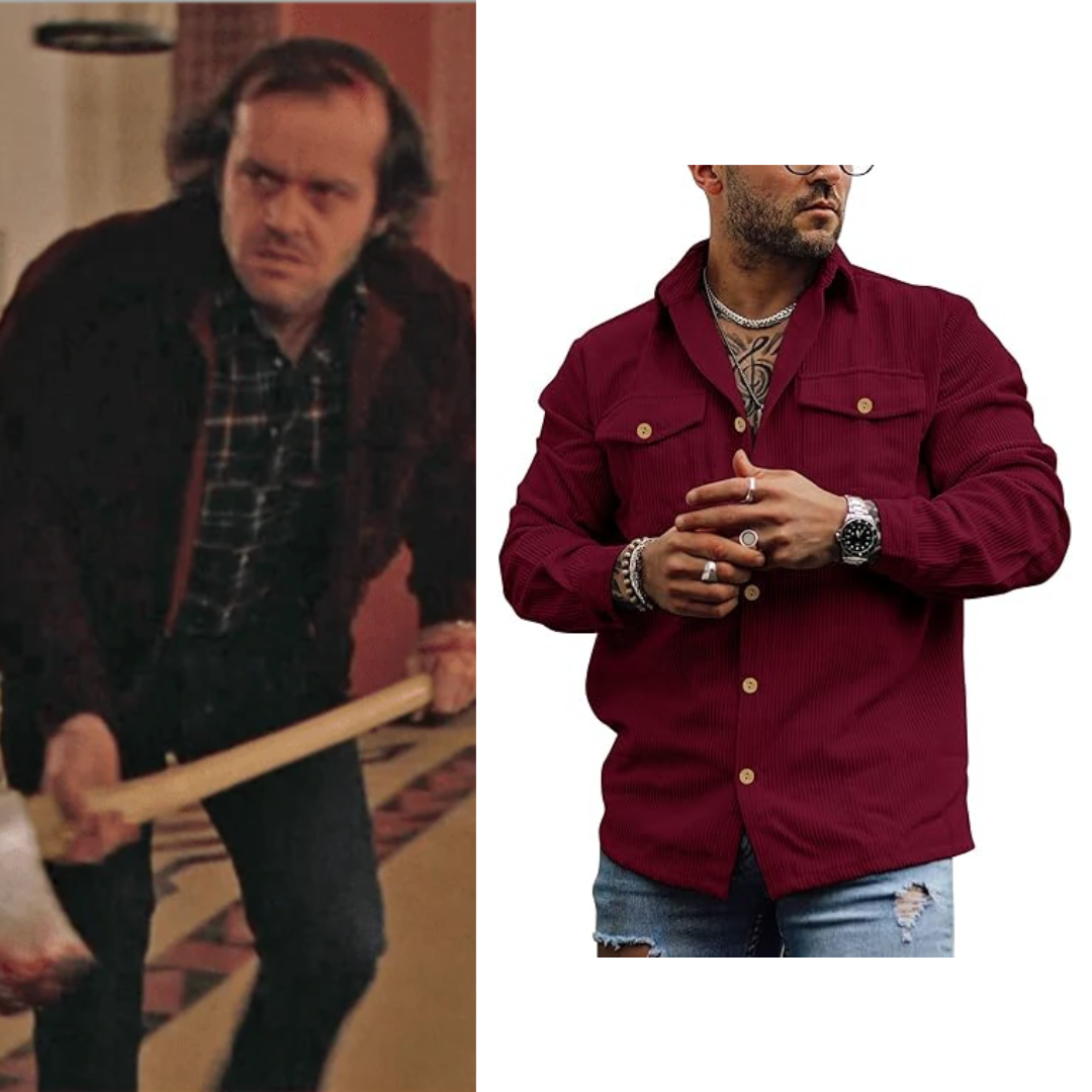 The Shining Jack Torrance Costume Corduroy Button Down Shirt Jacket