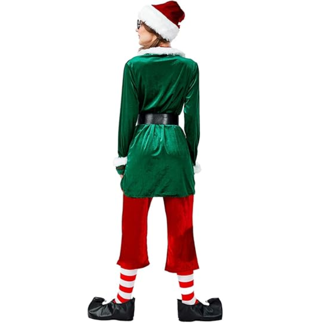 Christmas Elf Costume Deluxe Santa's Helper Costume 6 Pcs Christmas Cosplay