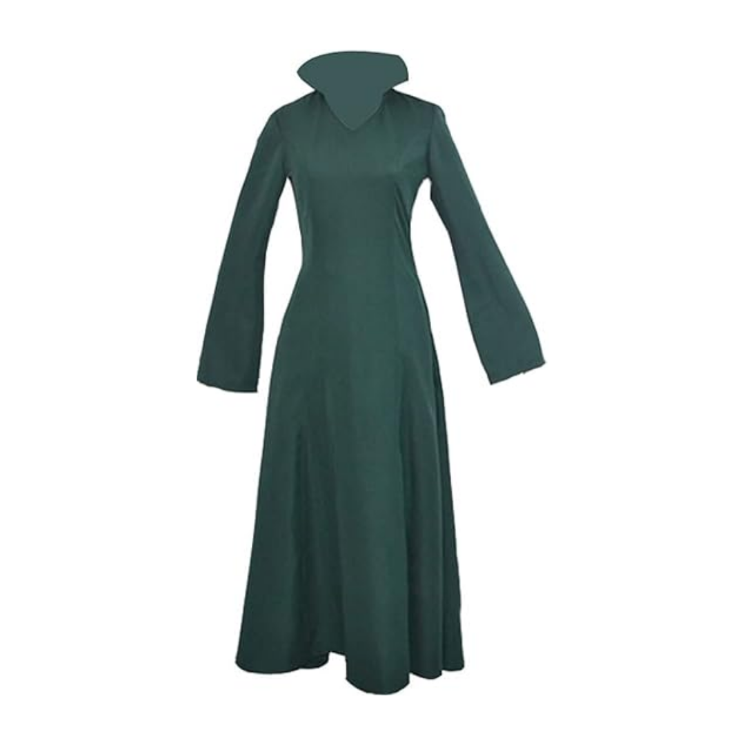 Women's Green Maxi Dress Long Sleeve A-Line Casual