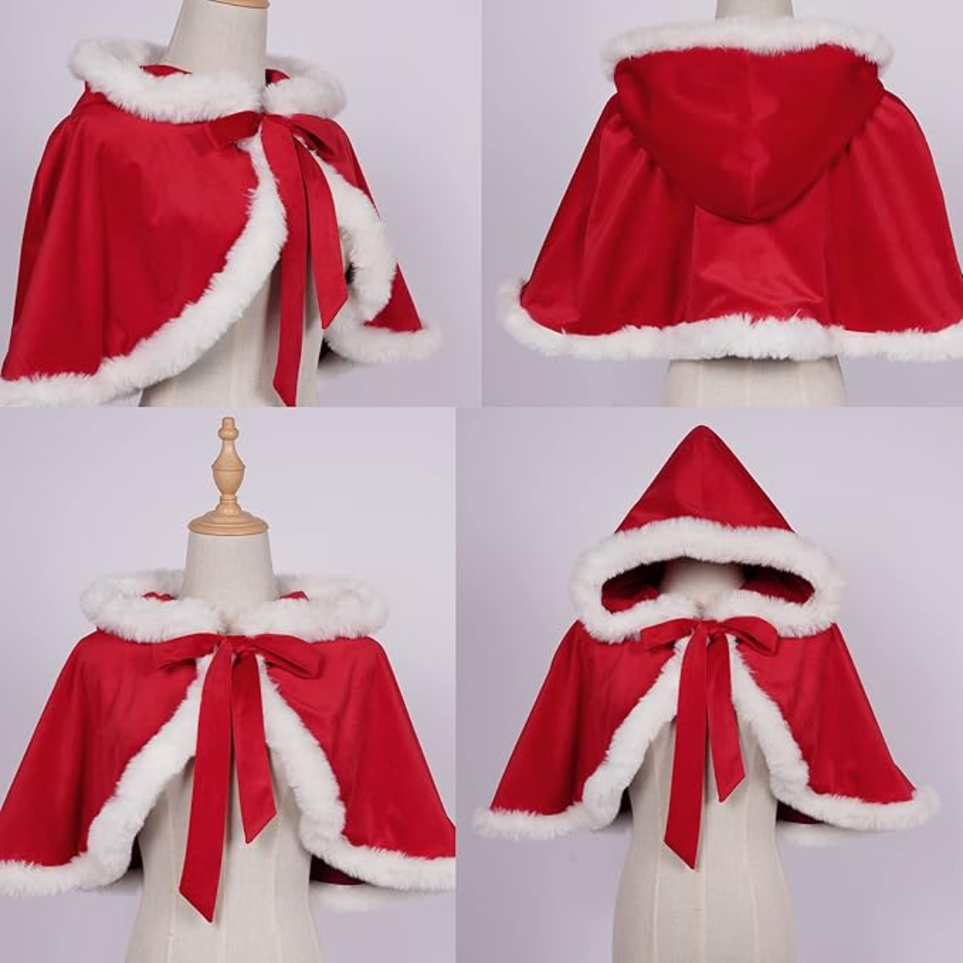 Christmas Costume Dress Suit with Cloak Red