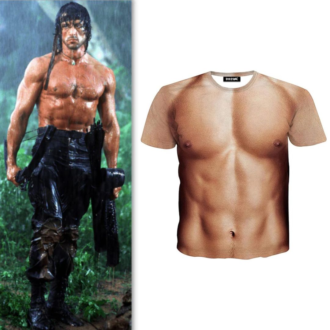 Rambo Costume 3D Muscle Printed T-Shirt - Quda Halloween