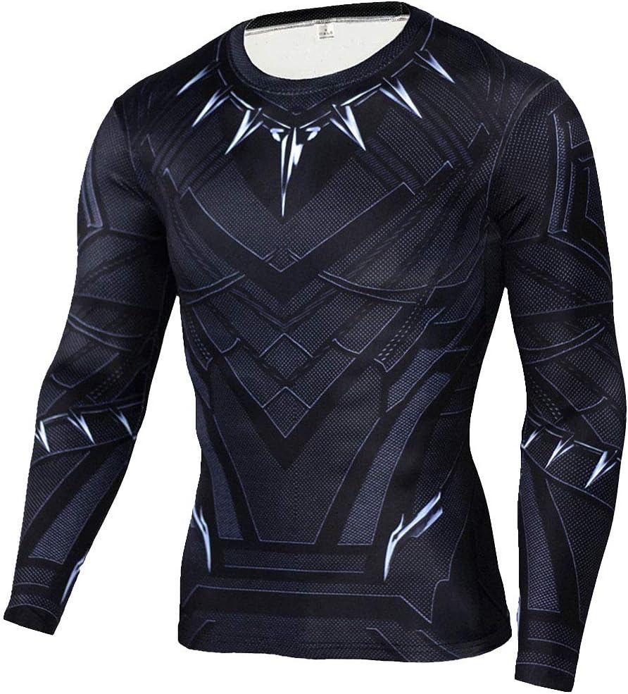 Black Panther Costume 3D Super Hero Close-Fitting Shirt - Quda Halloween Black Panther Costume 3D Super Hero Close-Fitting Shirt - Quda Halloween