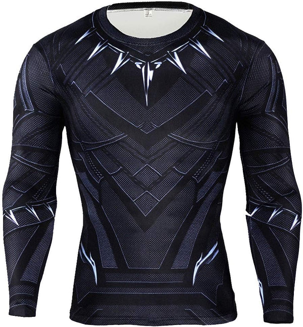 black panther dress shirt Black Panther Costume 3D Super Hero Close-Fitting Shirt