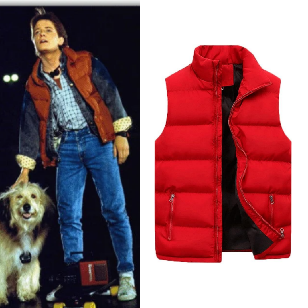 Back To The Future Marty McFly Costume Red Puffer Vest