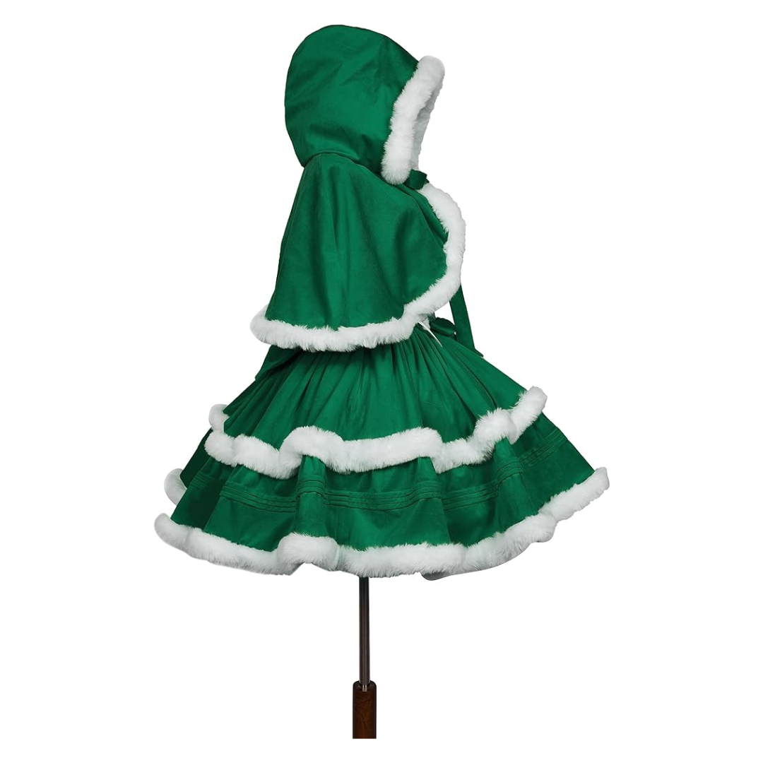 Christmas Costume Dress Suit with Cloak Green