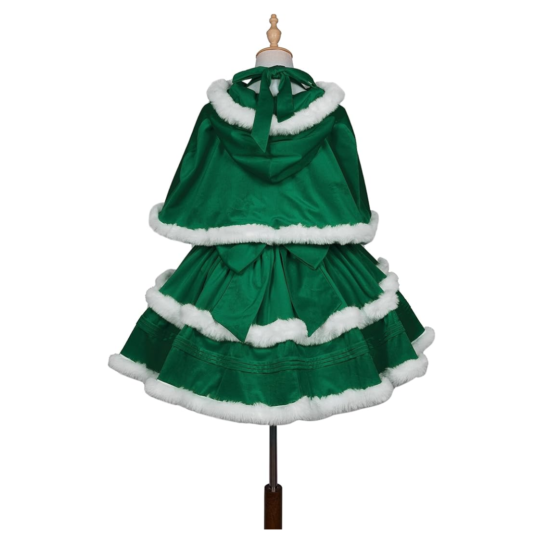 Christmas Costume Dress Suit with Cloak Green - Quda Halloween Christmas Costume Dress Suit with Cloak Green - Quda Halloween