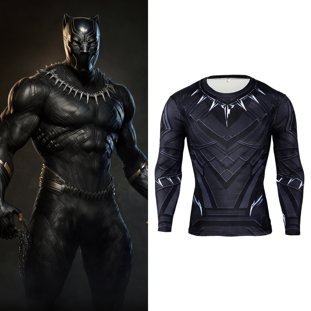 Black Panther Costume 3D Super Hero Close-Fitting Shirt