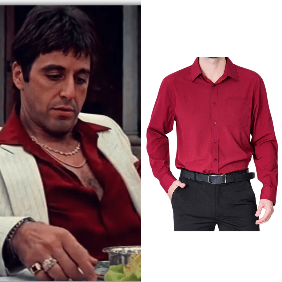 Tony Montana Scarface Costume Red Dress Shirt