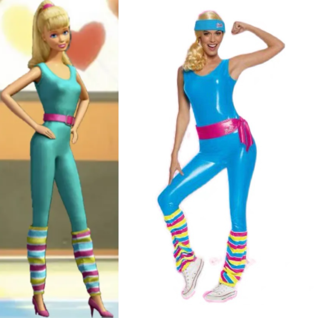 Toy Story Barbie Costume 80s Workout Legging Headband Wristbands Set