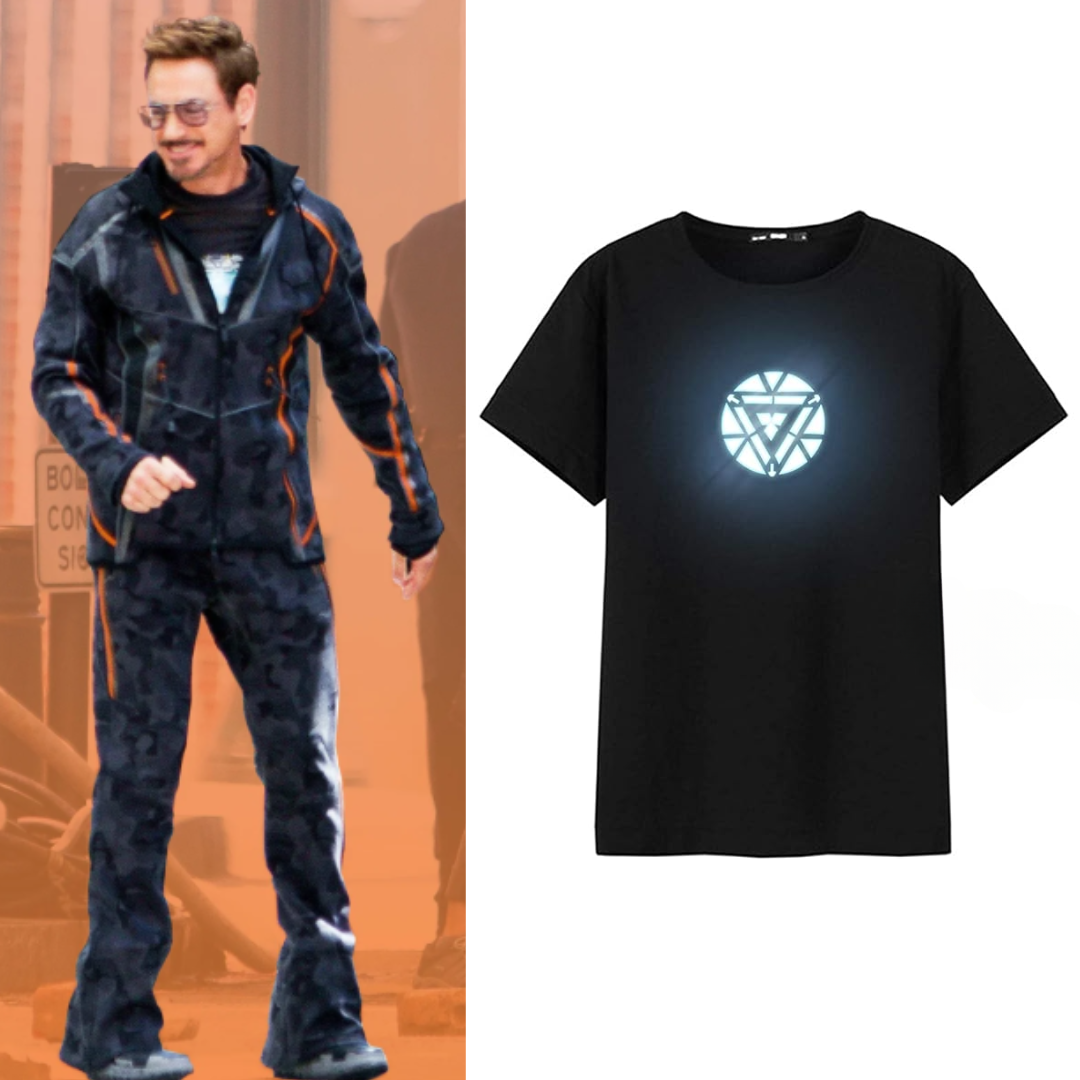 The Avengers Tony Stark Costume Arc Reactor Illuminate T-Shirt