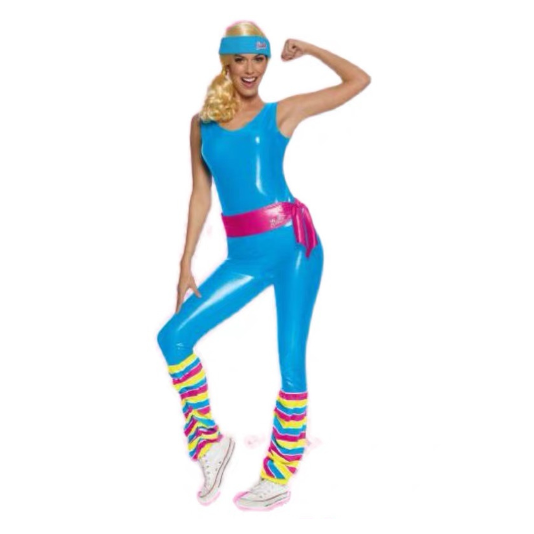 Toy Story Barbie Costume 80s Workout Legging Headband Wristbands Set