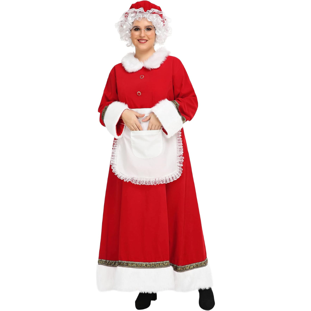 Mrs. Claus Costume Santa Dress with Apron