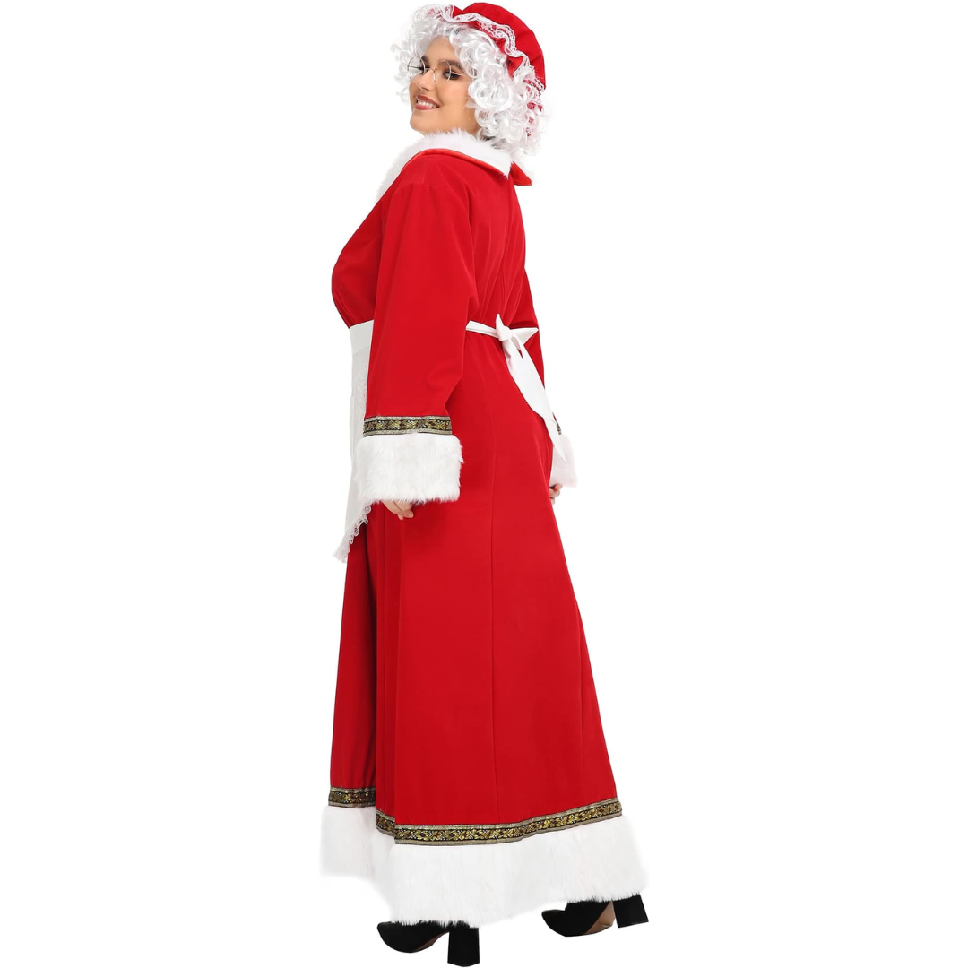 Mrs. Claus Costume Santa Dress with Apron - Quda Halloween Mrs. Claus Costume Santa Dress with Apron - Quda Halloween