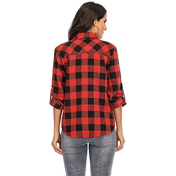 Women’s Red & Black Country Plaid Button-Up Shirt