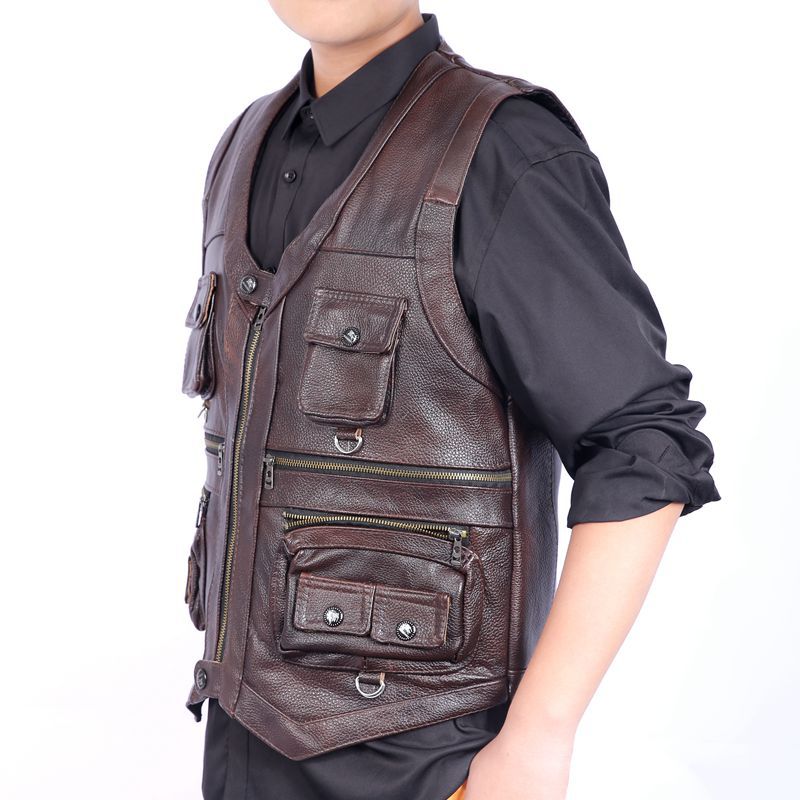 Men's Brown Cowhide Utility Vest
