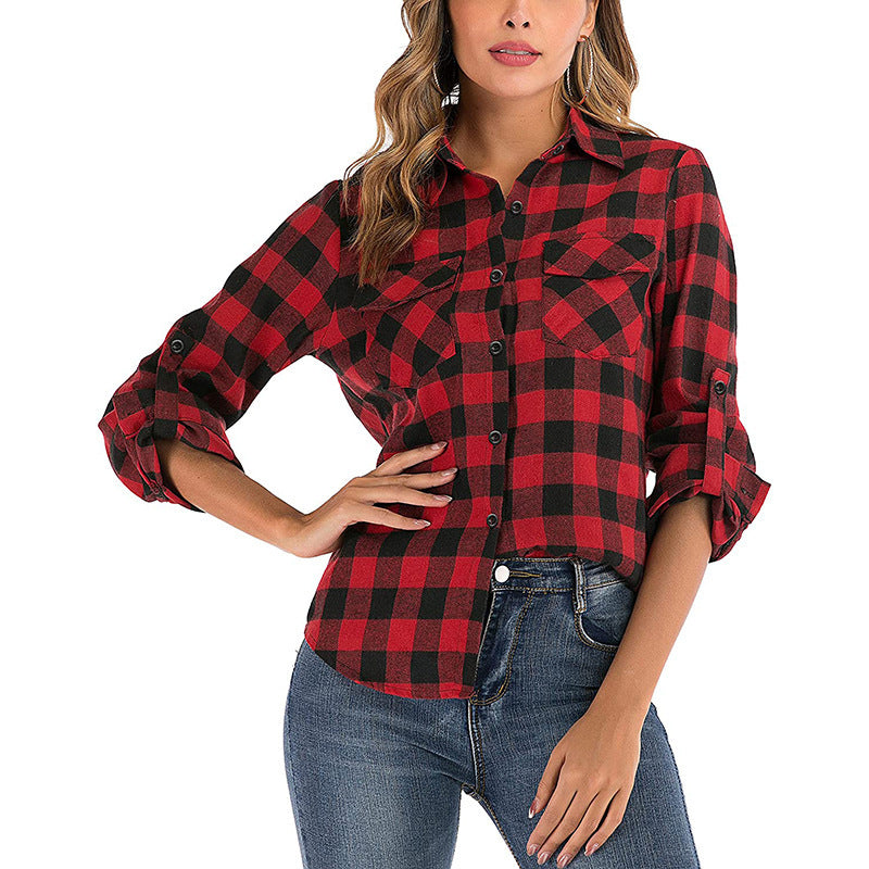 Women’s Red & Black Country Plaid Button-Up Shirt