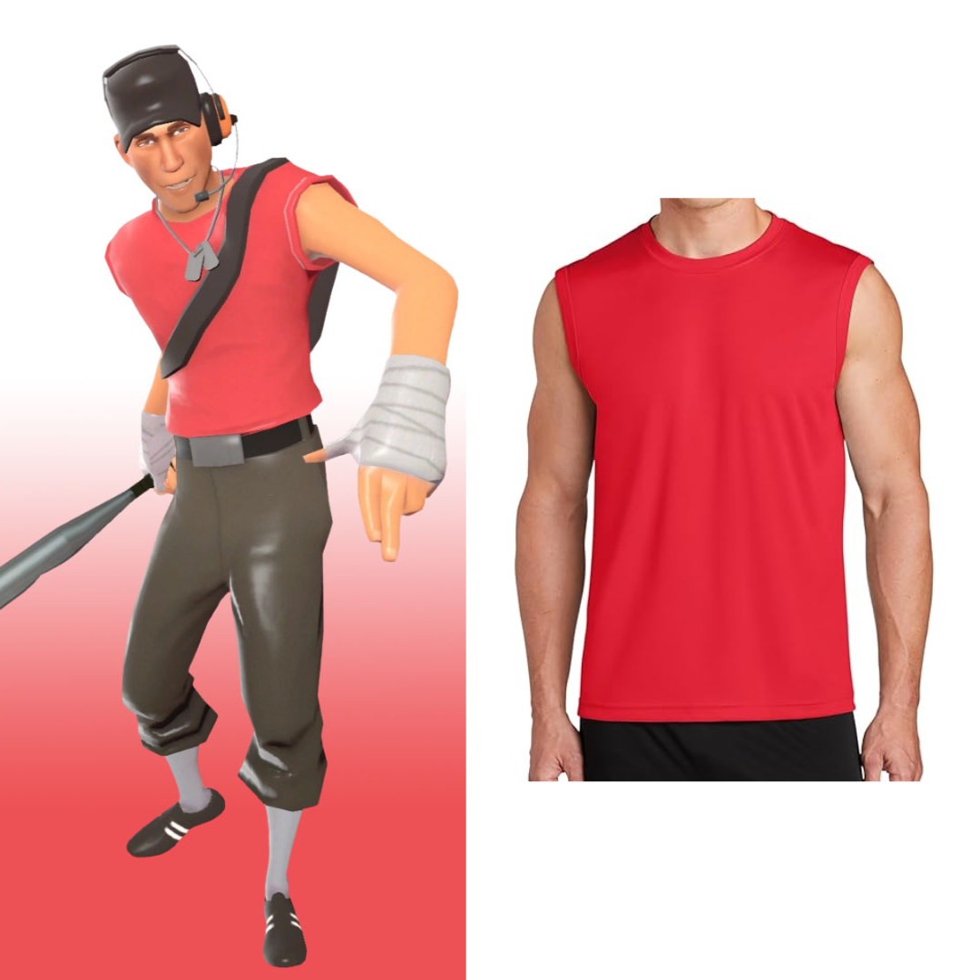 Team Fortress 2 TF2 Scout Costume Red Sleeveless Tank Top