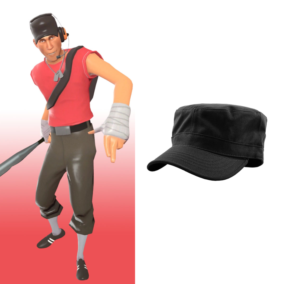 Team Fortress 2 TF2 Scout Costume Cadet Army Cap - Quda Halloween