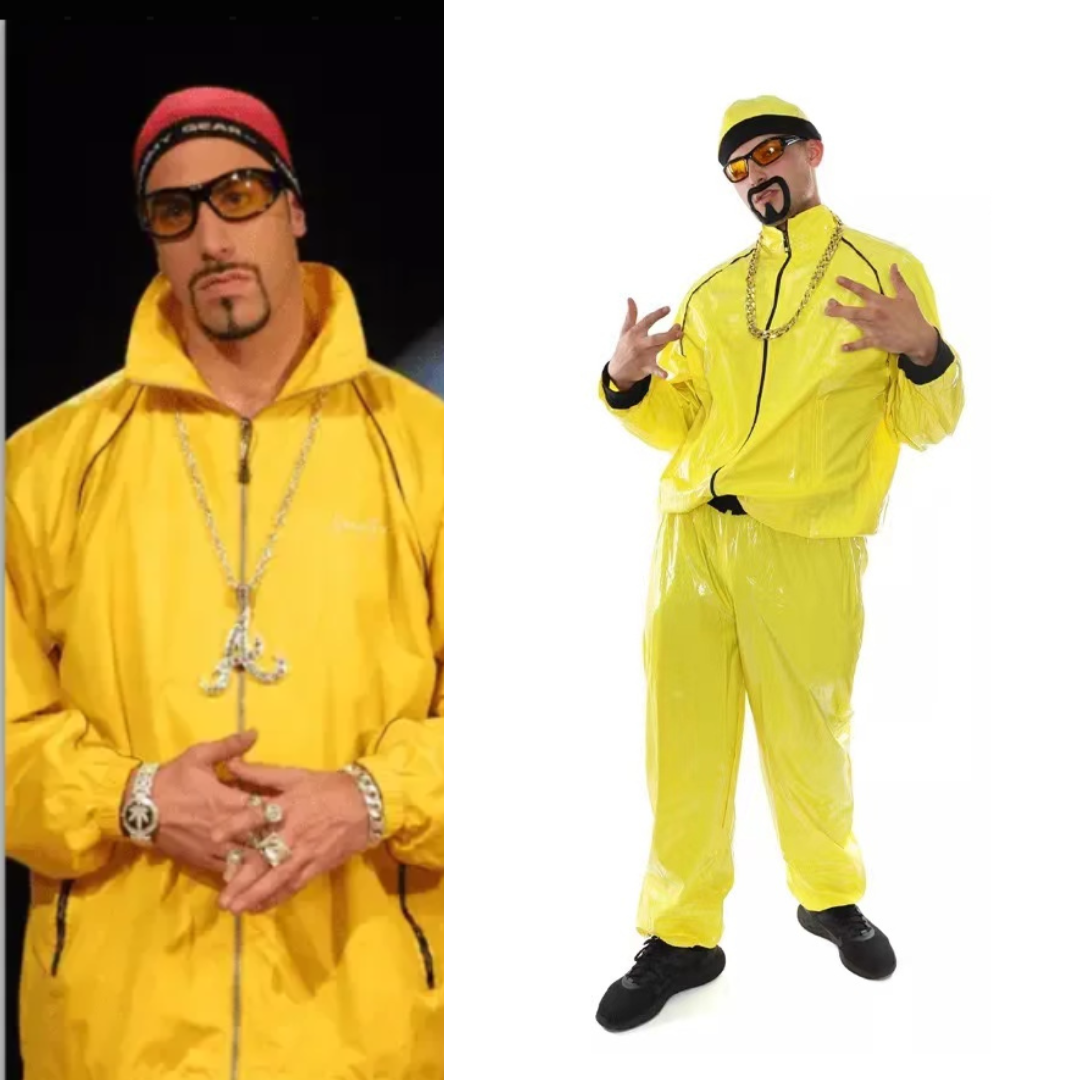 Yellow Hair Rapper Sacha Baron Cohen Ali G Costume Yellow Rapper Suit - Quda Halloween