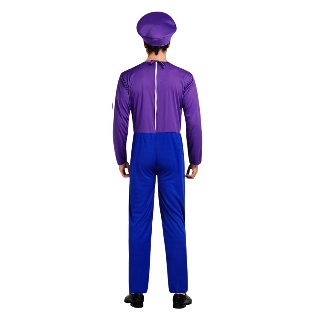 Mario Waluigi Costume Purple Retro 80s Video Game Fancy Suit