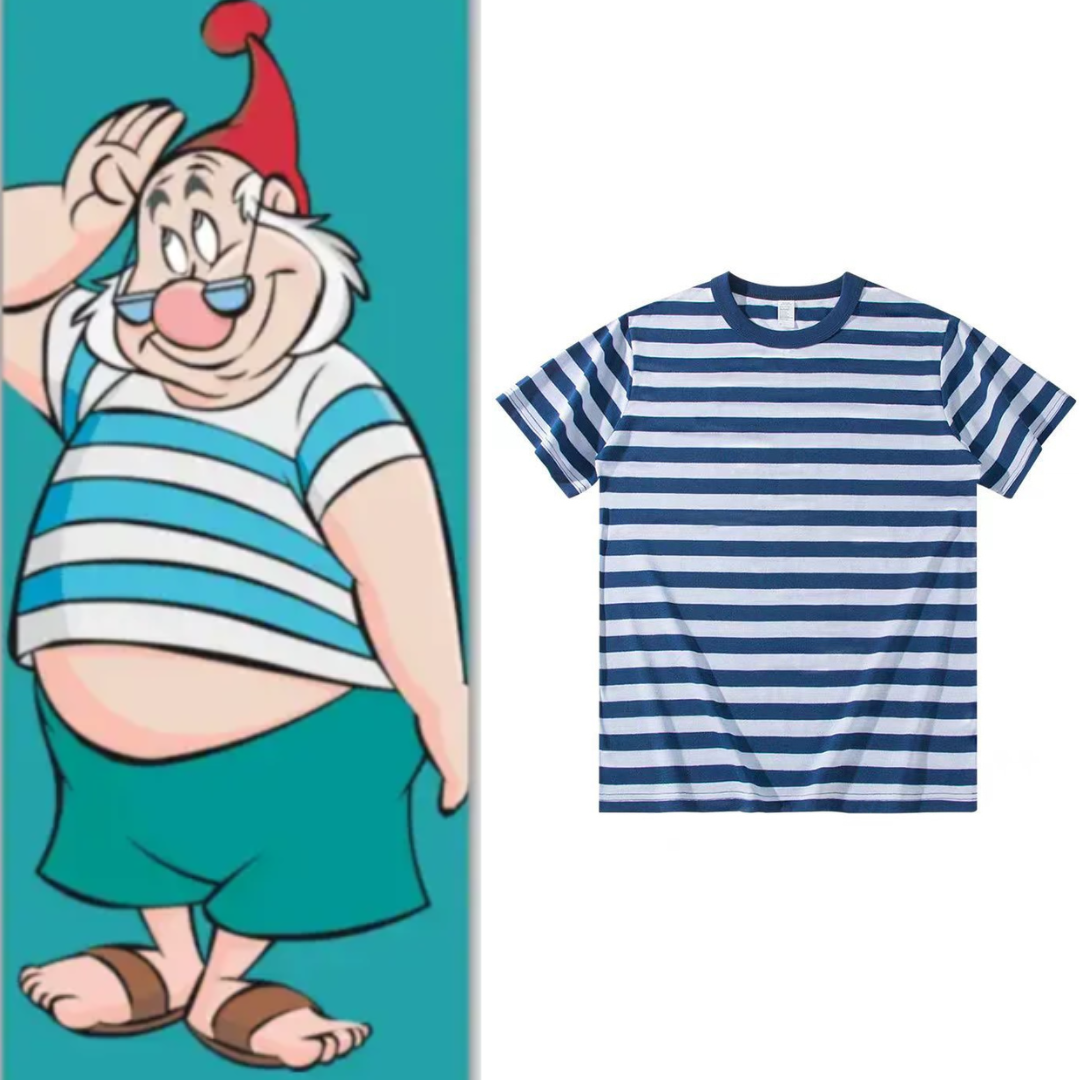 Peter Pan Mr. Smee Costume Striped Shirt Short Sleeve T-Shirts