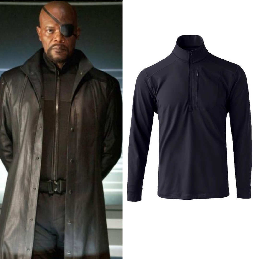 S.H.I.E.L.D. Nick Fury Costume Black Zip Pullover