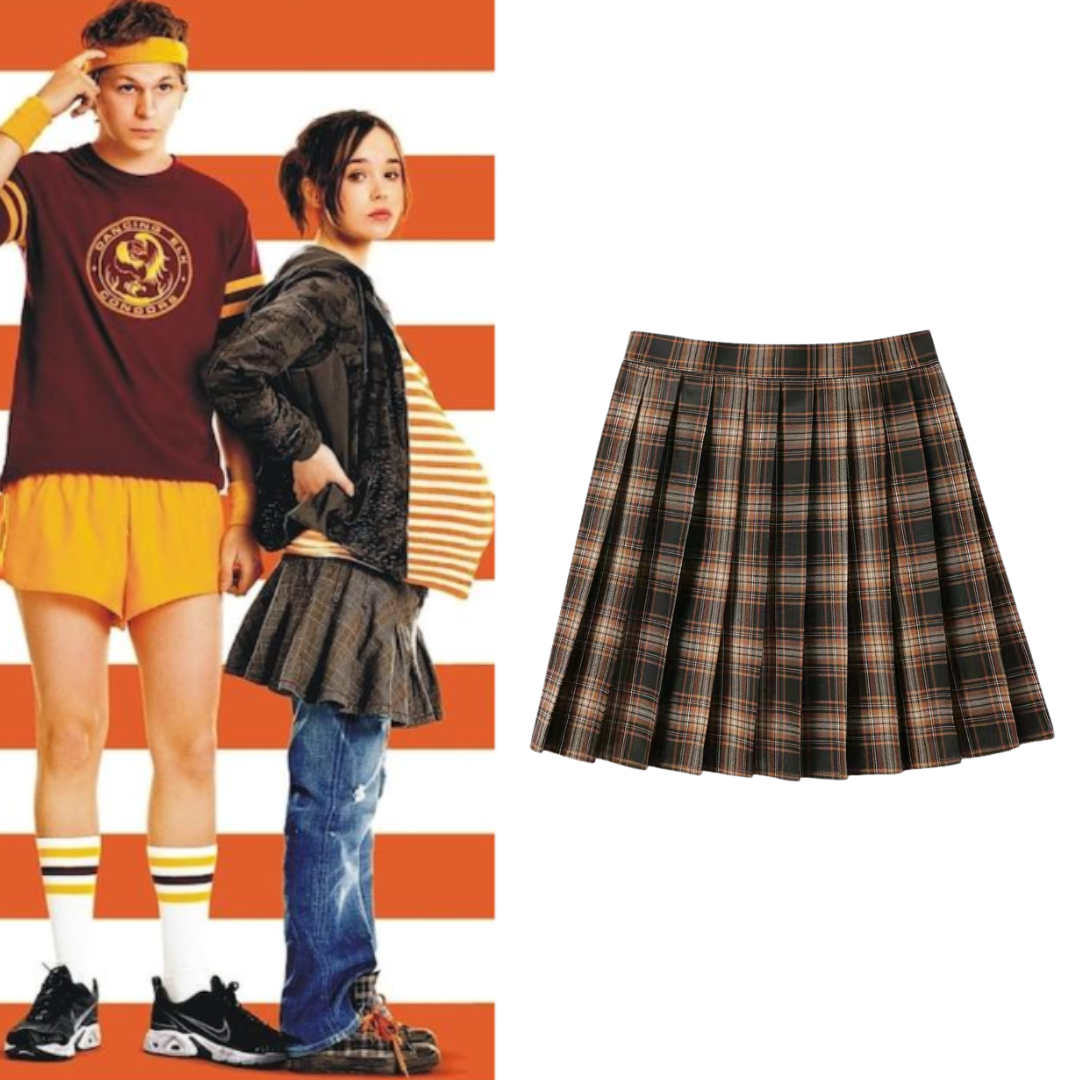 Juno Costume Elastic Waist Plaid Pleated Skirt Quda Halloween