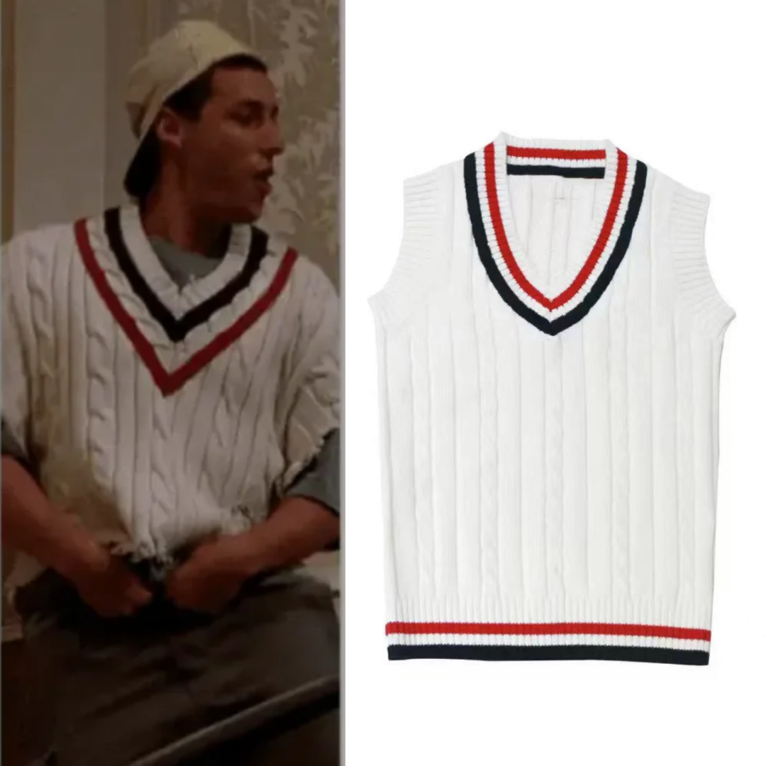 Billy Madison Costume Pullover Striped Cable Knit Sweater Vest