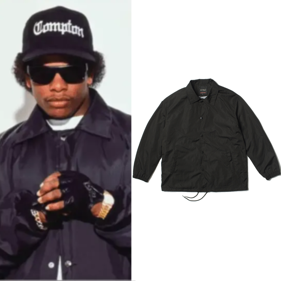 Eazy-E Outfit Black Nylon Coach&#39;s Jacket