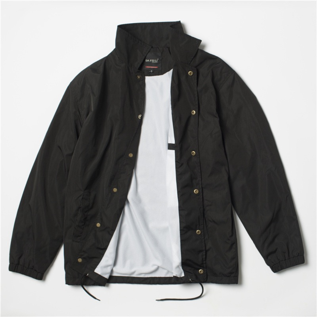 Eazy-E Outfit Black Nylon Coach's Jacket - Quda Halloween Eazy-E Outfit Black Nylon Coach's Jacket - Quda Halloween