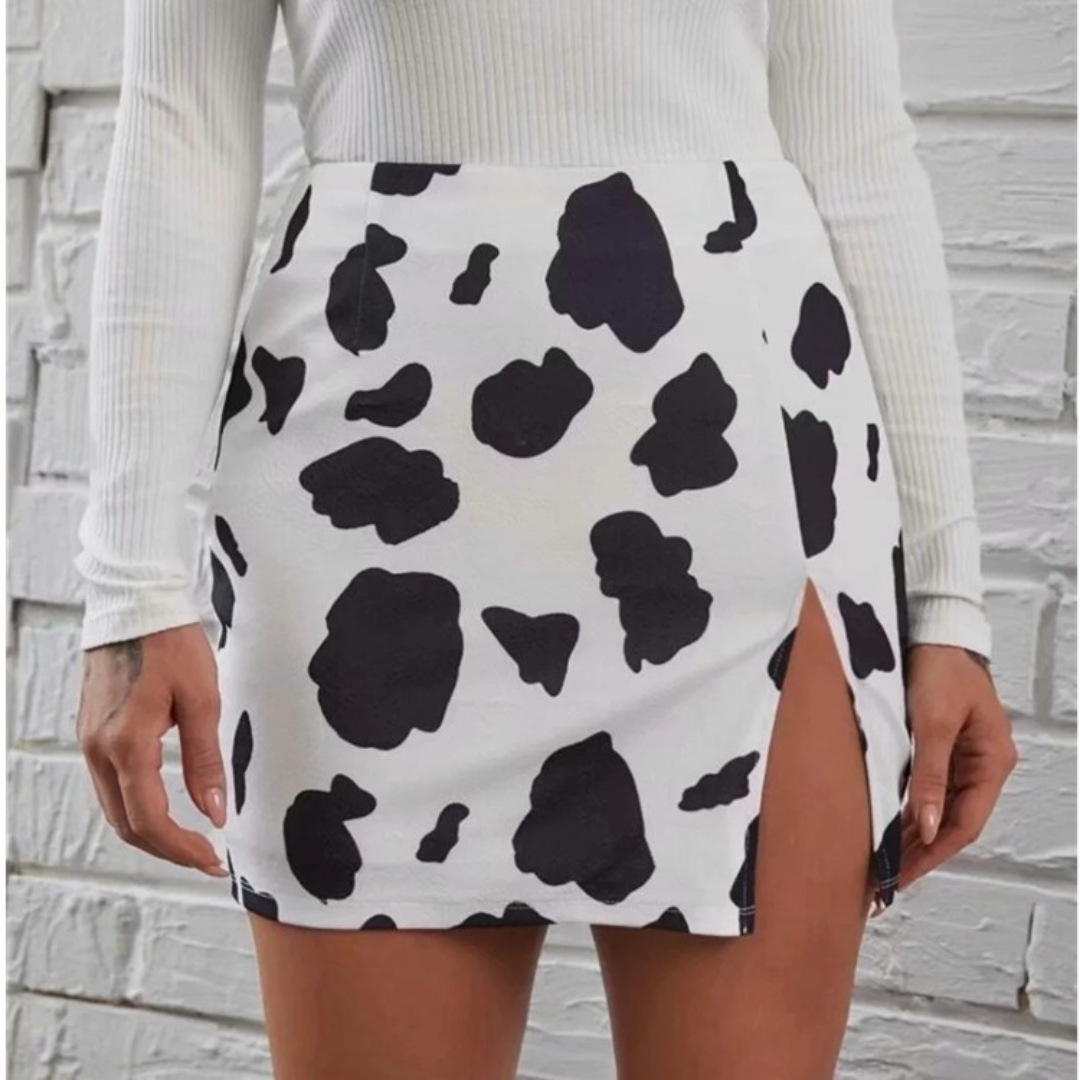 Euphoria Cassie Howard Costume Cow Print Bodycon Wrap Mini Skirt Quda Halloween